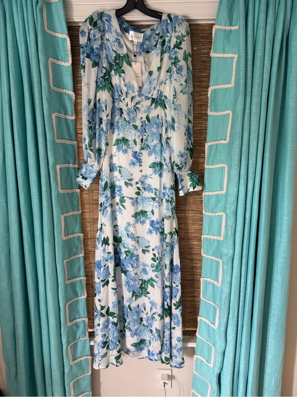 Floral Blue & White Maxi Dress - Elegant Women's Dress